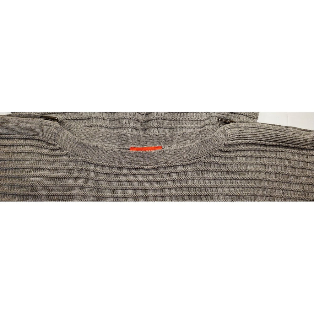 Signature by Sangria Gray Ribbed Knit Batwing Sleeve Zipper Dress Women's M - Picture 5 of 9